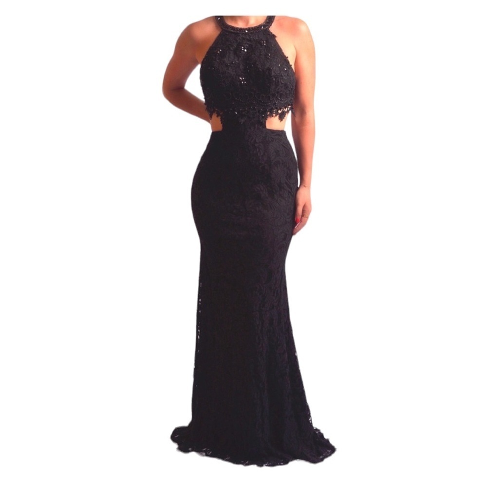 Black Lace Evening Gown
